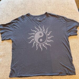 American Eagle Outfitters Charcoal Sun Yin-Yang Tee